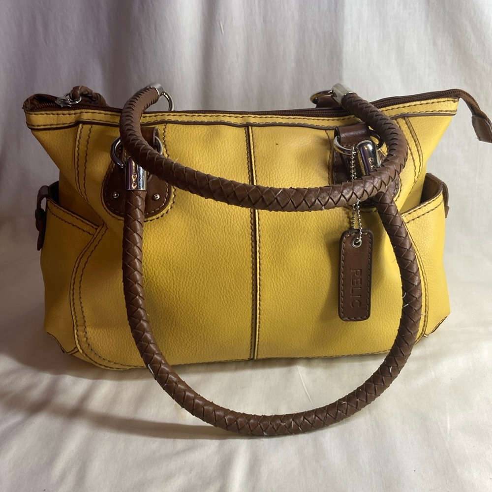 Vintage Relic yellow, brown hand bag